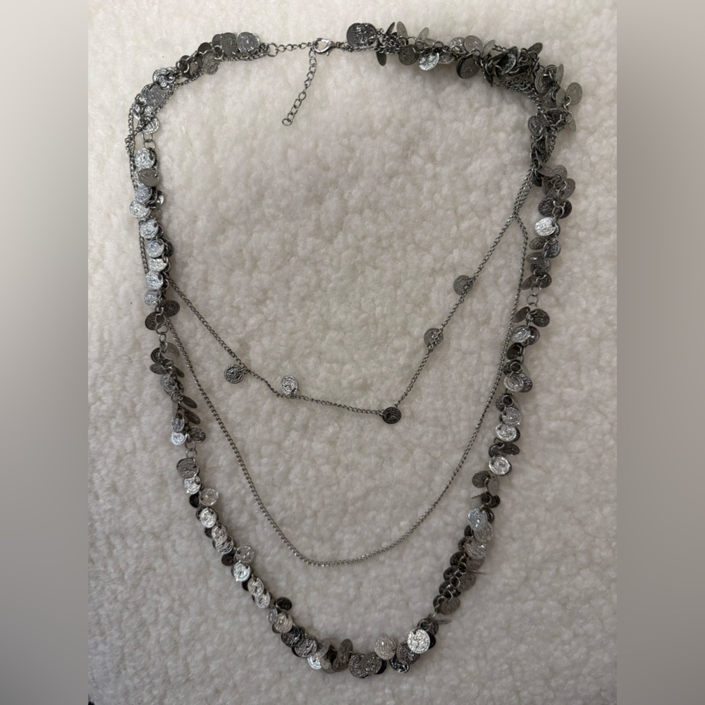 Layered Silver Coin Necklace